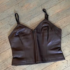 Michael Holan by North Beach black leather zipper top.